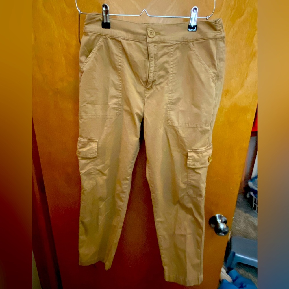 Cosmic Blue Love khaki 98% cotton cargo pants